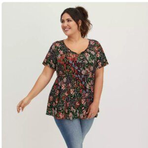 Torrid Flutter Sleeve Babydoll Top Size 2